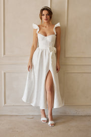 The Vera Dress in White Baroque Floral