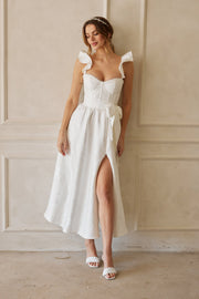 The Vera Dress in White Baroque Floral