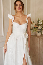The Vera Dress in White Baroque Floral