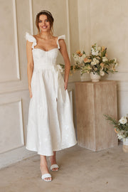 The Vera Dress in White Baroque Floral