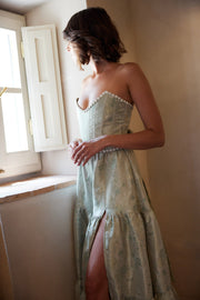 The Vivian Dress in Sage Windsor Brocade