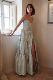 The Vivian Dress in Sage Windsor Brocade