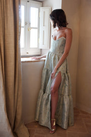 The Vivian Dress in Sage Windsor Brocade