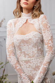 The Whitby Gown in White Chantilly Lace