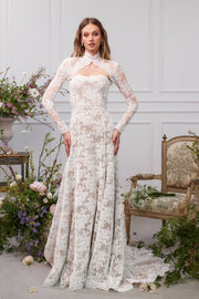 The Whitby Gown in White Chantilly Lace