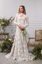 The Whitby Gown in White Chantilly Lace