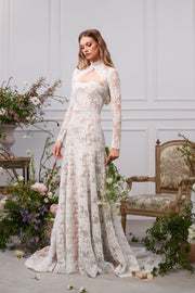 The Whitby Gown in White Chantilly Lace