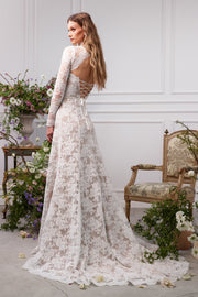 The Whitby Gown in White Chantilly Lace