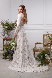The Whitby Gown in White Chantilly Lace